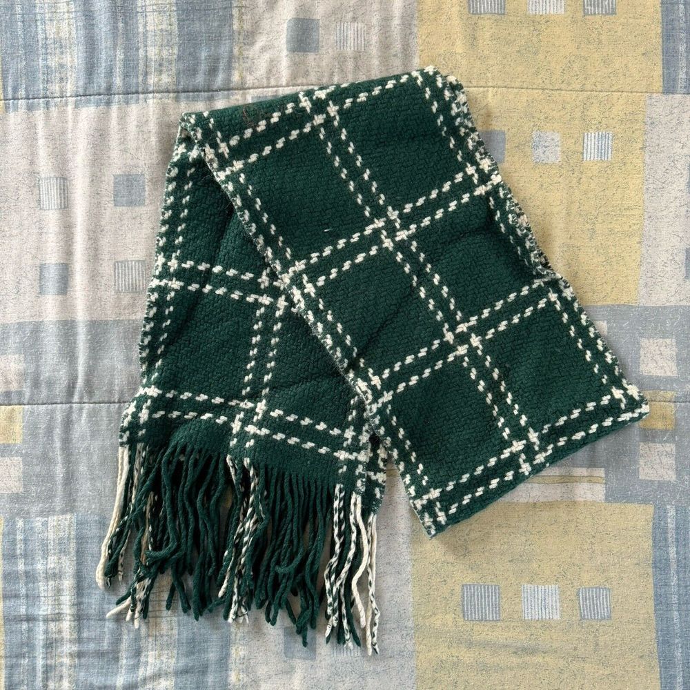 Banana Republic Green & White Striped Warm Winter Women's Scarf One Size